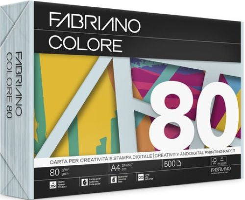 PAQUETE A4 500H 80G FABRIANO COLORE AZUL CLARO PASTEL