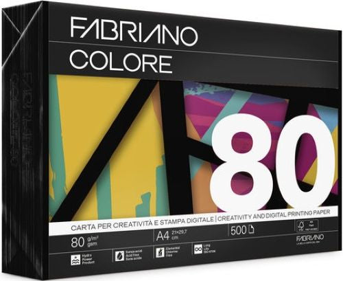 PAQUETE A4 500H 80G FABRIANO COLOR NEGRO