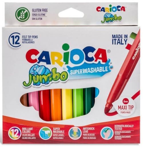 ESTUCHE 12 ROTULADORES CARIOCA JUMBO SUPERLAVABLES