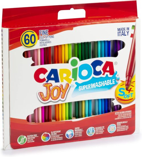 Estuche 60 rotuladores carioca joy punta 2.6 fina superlavable