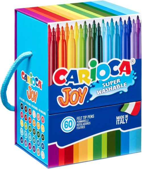 Caja con asa 60 rotuladores carioca joy punta fina superlavable