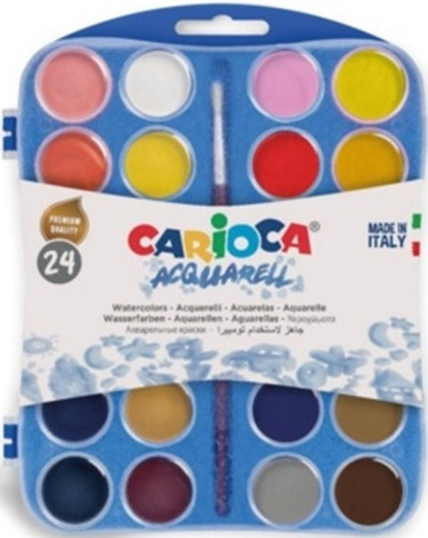 ESTUCHE PLASTICO 24 ACUARELAS CARIOCA WATERCOLORS