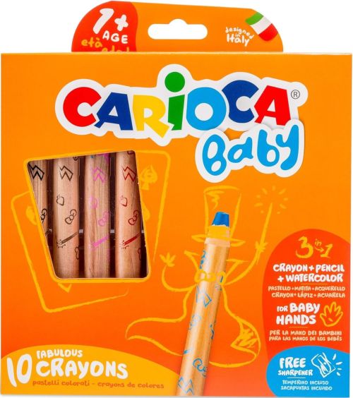 Estuche 10 lapices carioca baby 1+ 3 en 1 colores surtidos