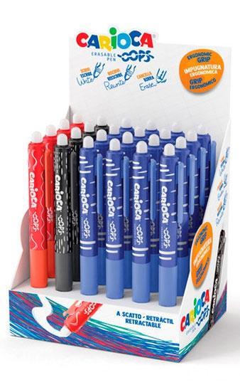 Expositor 24 boligrafo retráctil carioca oops borrable