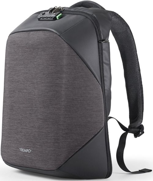 Mochila tekniko color negro cierre con combinación, cable antirrobo y puerto usb 34x16x46cm