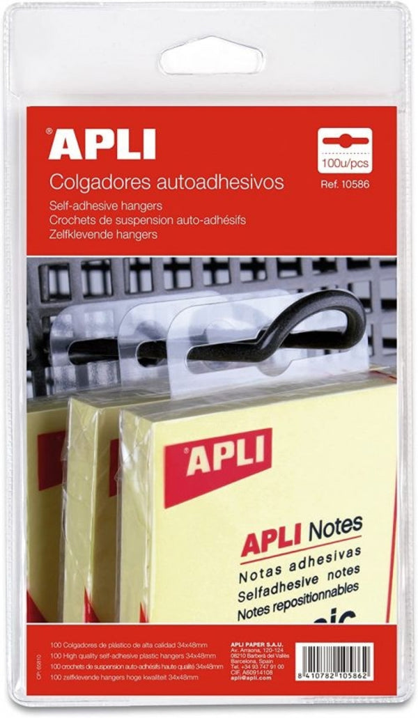 C/100 COLGADORES AUTOADHESIVOS APLI 34X48 MM