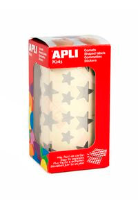 ROLLO GOMETS ESTRELLA METALIZADA PLATA AUTOADHESIVOS
