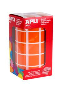 ROLLO GOMETS CUADRADOS NARANJA AUTOADHESIVOS 20MM