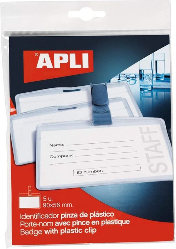 BOLSA 5 IDENTIFICADOR CON PINZA DE PLASTICO 100X72 MM
