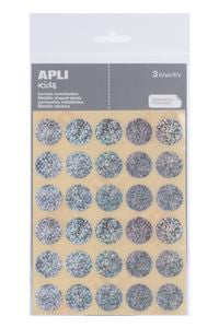 BOLSA 3 HOJAS GOMETS REDONDOS PLATA 20MM PERMANENTES