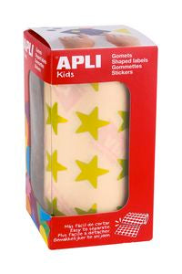 bollo gomets estrella amarillo metalizado autoadhesivo 19,5mm