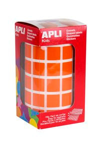 ROLLO GOMETS CUADRADOS NARANJA AUTOADHESIVOS 15MM