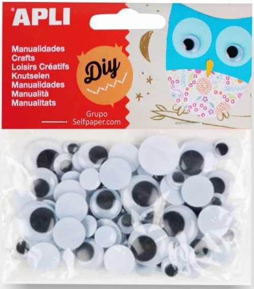 Bolsa 75 ojos moviles negros medidas surtidas