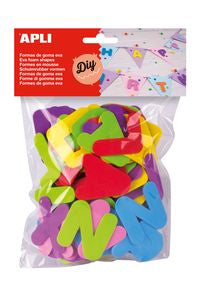 Bolsa letras goma eva surtidas 104 unidades 55 mm.