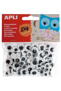 BOLSA 100 OJOS MOVILES NEGROS REDONDOS MEDIDAS SURTIDAS