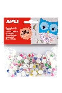 BOLSA 100 OJOS MOVILES COLOR PUPILA REDONDO 10MM