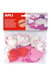 BOLSA 52 CORAZONES GOMA EVA ADHESIVO SURTIDO