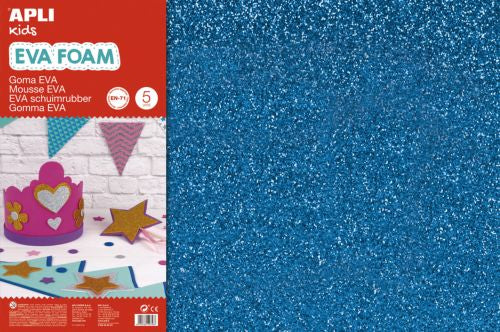 PACK 3 LAMINAS GOMA EVA PURPURINA AZUL 40X60 2MM