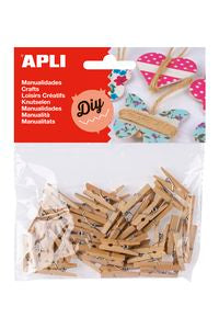 Paq/45 mini pinza madera natural