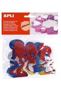 Bolsa 50 numeros goma eva purpurina adhesivas surtidas