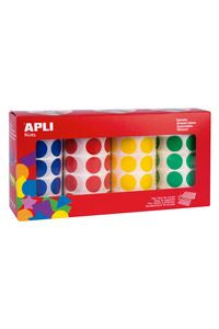 P/4 rollo gomets redondos autoadhesivos 20mm cuatro colores