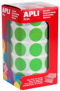 ROLLO GOMETS REDONDO VERDE CLARO AUTOADHESIVOS 20MM