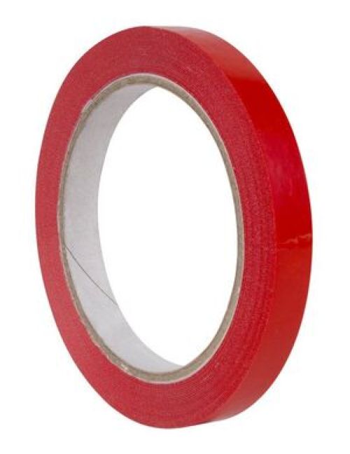 Paq/12 rollos cinta adhesiva 66mx12mm color rojo pvc