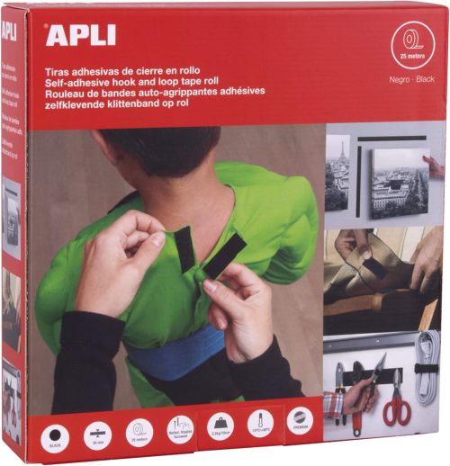 CREMALLERA TEXTIL AUTOADHESIVA 2CMX25M NEGRO