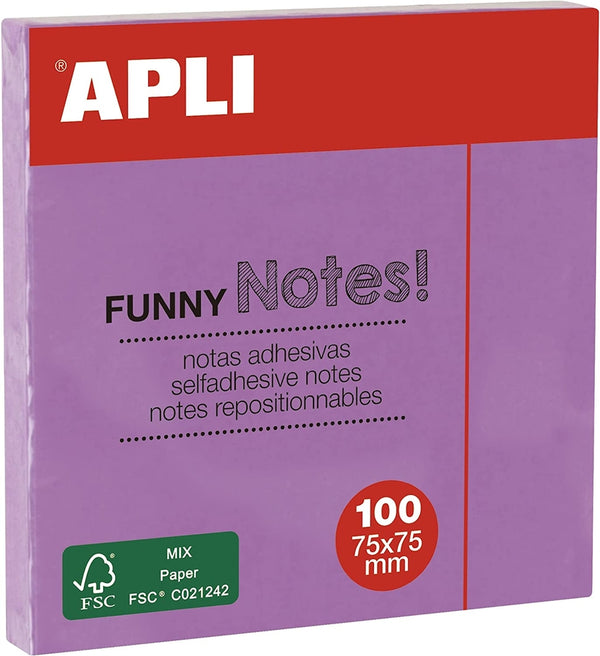 PACK 12 TACOS NOTAS ADHESIVAS 75X75MM LILA PASTEL