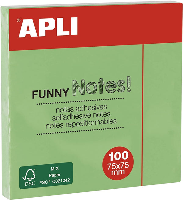 PACK 12 TACOS NOTAS ADHESIVAS 75X75MM VERDE PASTEL