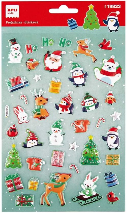 BOLSA 1 HOJA PEGATINAS NAVIDAD PAPA NOEL ADVIENTO