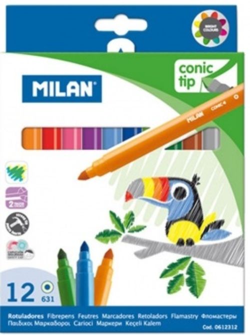 Estuche 12 rotuladores punta cónica 612 milan