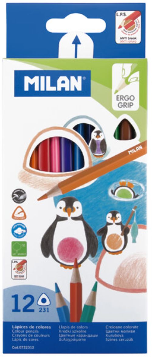 Estuche 12 lapices de colores triangulares 231 milan
