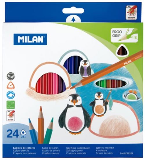 Estuche 24 lapices de colores triangulares 231 milan