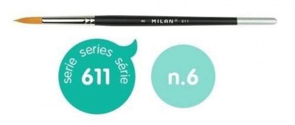 PAQ/6 PINCEL SINTETICO REDONDO Nº 6 SERIE 611 MANGO CORTO