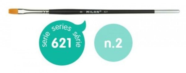 PAQ/6 PINCEL SINTETICO PLANO Nº 2 SERIE 621 MANGO CORTO