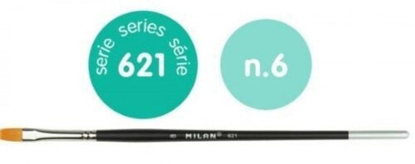 PAQ/6 PINCEL SINTETICO PLANO Nº 6 SERIE 621 MANGO CORTO