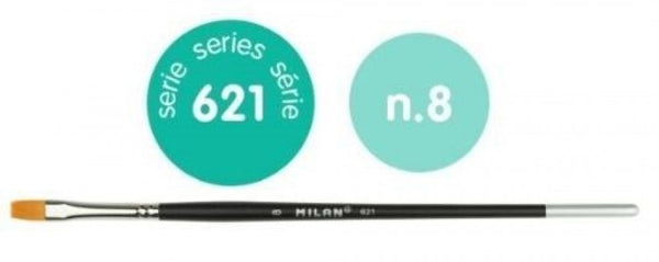 PAQ/6 PINCEL SINTETICO PLANO Nº 8 SERIE 621 MANGO CORTO