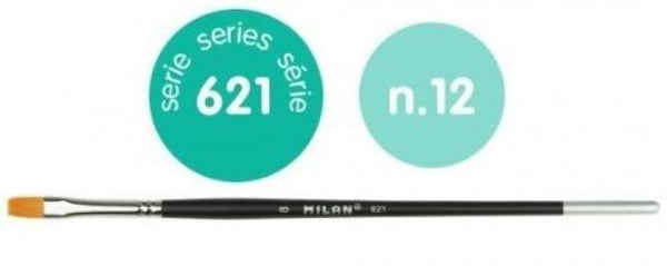 PAQ/6 PINCEL SINTETICO PLANO Nº 12 SERIE 621 MANGO CORTO