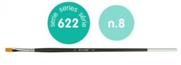PAQ/6 PINCEL SINTETICO PLANO Nº 8 SERIE 622 MANGO LARGO