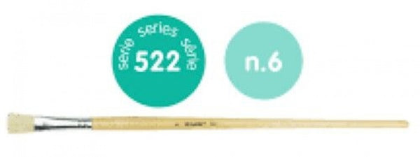 PAQ/6 PINCEL CERDA PLANO Nº 6 SERIE 522 MANGO LARGO