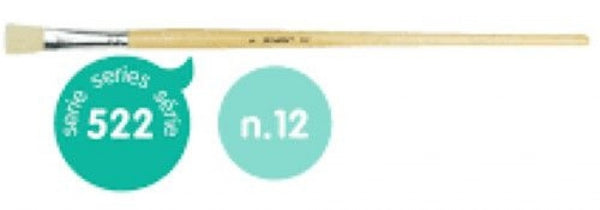 PAQ/4 PINCEL CERDA PLANO Nº 12 SERIE 522 MANGO LARGO