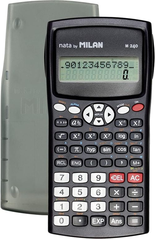 Calculadora científica m240 color negro y funda gris 240 funciones Milán