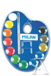 Estuche plastico 12 pastillas de acuarela + 1 pincel colores surtidos milan