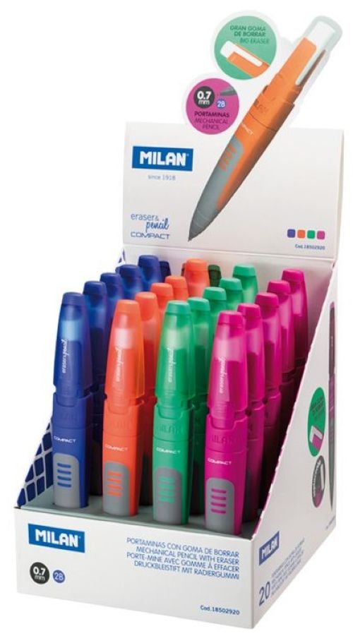 Exp 20 portaminas + goma 0,7mm 2b compact Milán