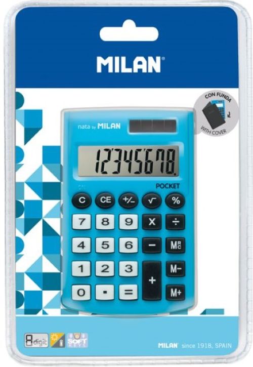 Calculadora de bolsillo pocket touch azul 8 digitos milan