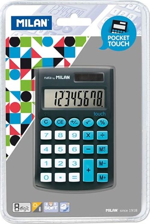 Calculadora de bolsillo pocket touch negra 8 digitos milan