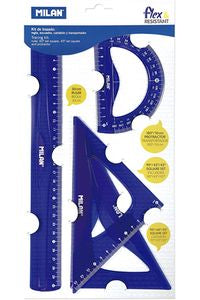 ESTUCHE DE DIBUJO FLEXIBLE 4 PIEZAS 30CM AZUL