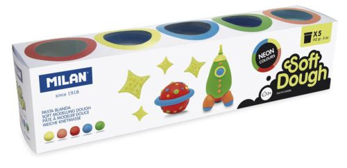 Estuche 5 bote 142g pasta blanda soft dough colores neón