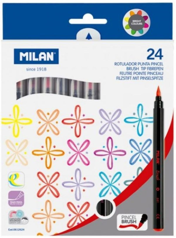 ESTUCHE 24 ROTULADORES PUNTA PINCEL BASE AGUA